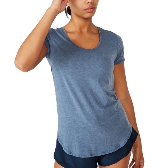 Cotton On Body Womens Short Sleeve Curved Hem Active Gym T-Shirt Blue - Picture 6 of 14